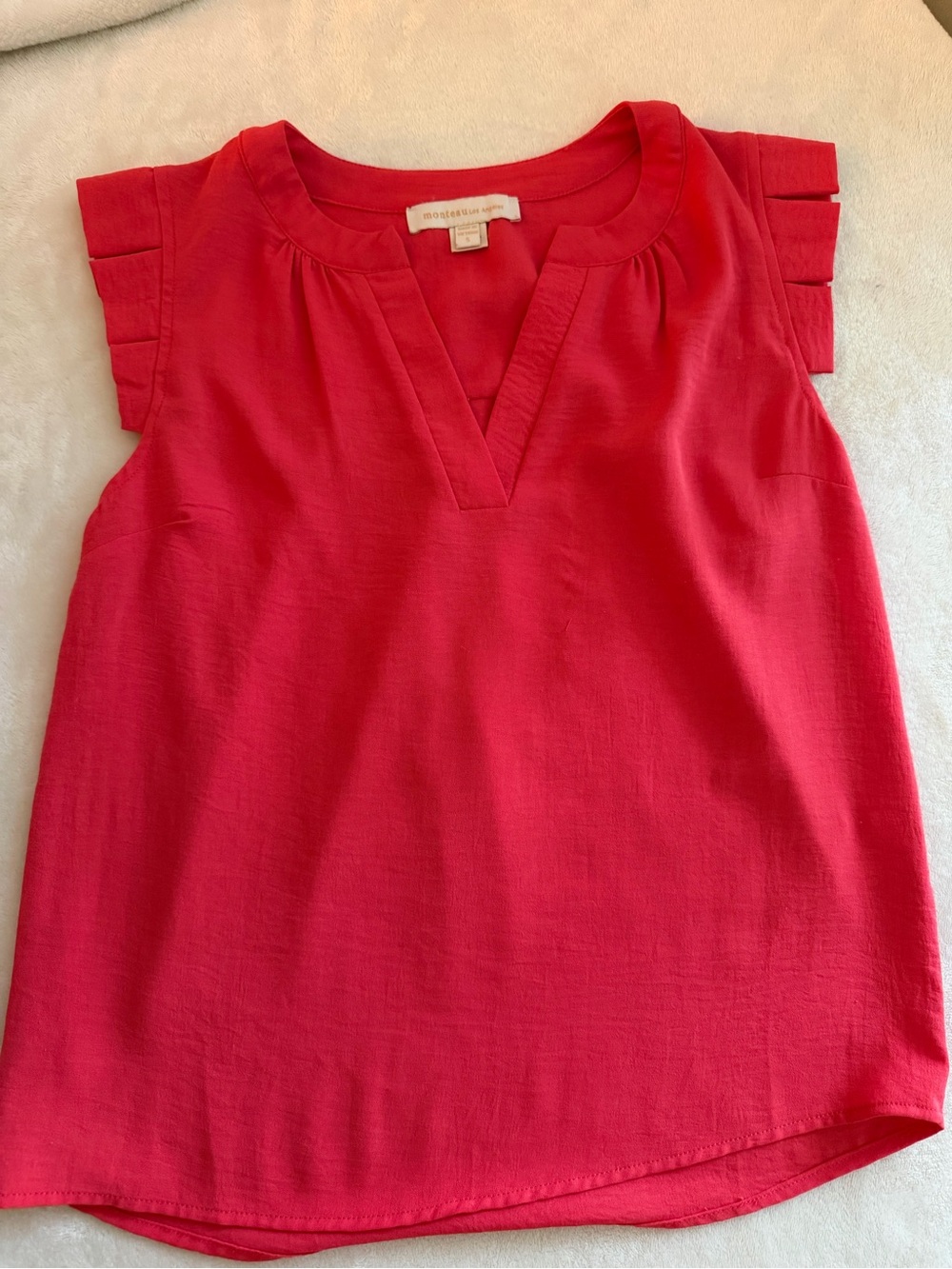 Madewell Bright Red Flutter Cap Sleeve V-Neck Camisole